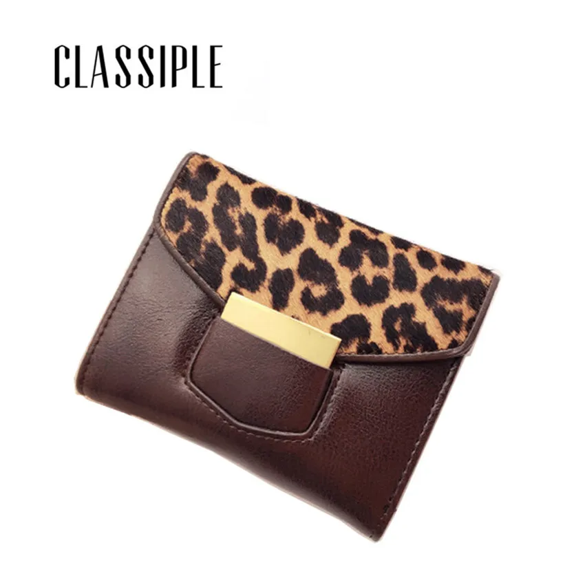 

Real Leather Wallet Female Leopard Horse Hair Womens Wallets Genuine Leather Lady Card Holder Coin Purse Girls Small Carteras