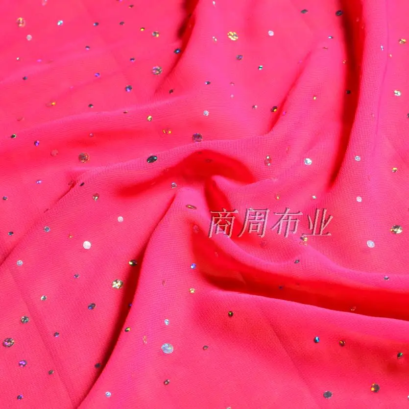 

2019 Bazin Riche Getzner Free Shipping Mei Red Viscous Chiffon Iron Sequins Diy Scarves Clothing Diamond Wedding Cloth Fabrics
