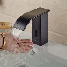 Free Shipping Waterfall Spout Automatic Touchless Sensor Faucet Battery Power Plug Cold Water Only