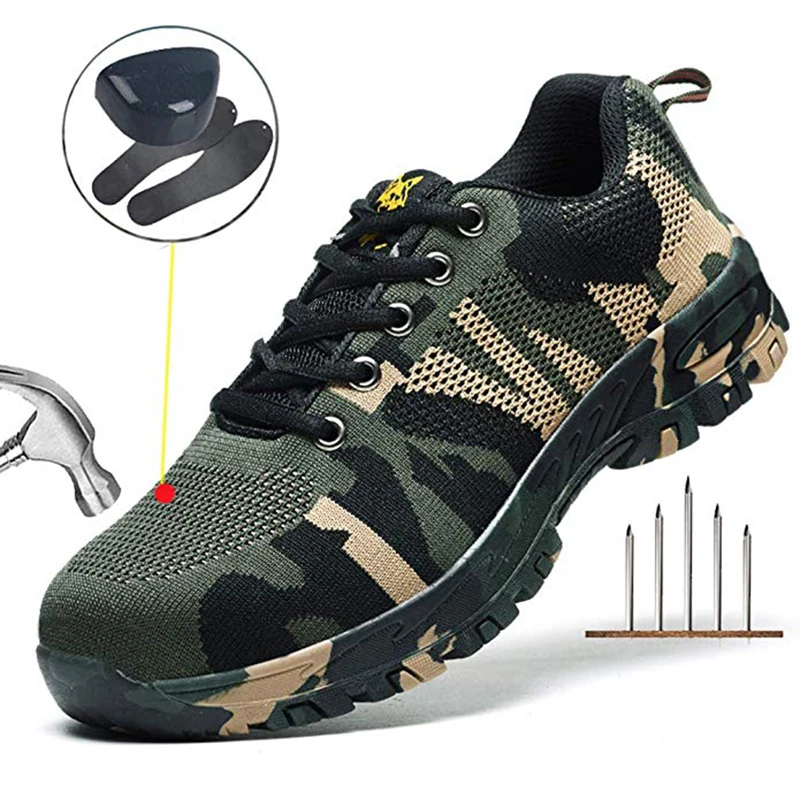 

Steel Toe Shoes Camouflage Work Safety Boot Men Shoes Breathable Anti-Piercing Men Shoes Safety Shoes Work Boots Men Sneakers