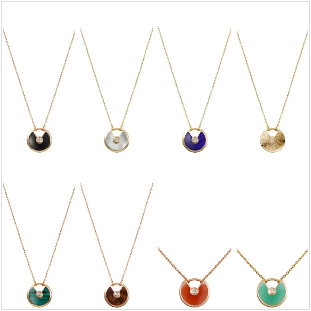 

CDA925 silver classic charm amulet colorful mother-of-pearl semi-precious stone necklace pendant ladies fashion jewelry gifts