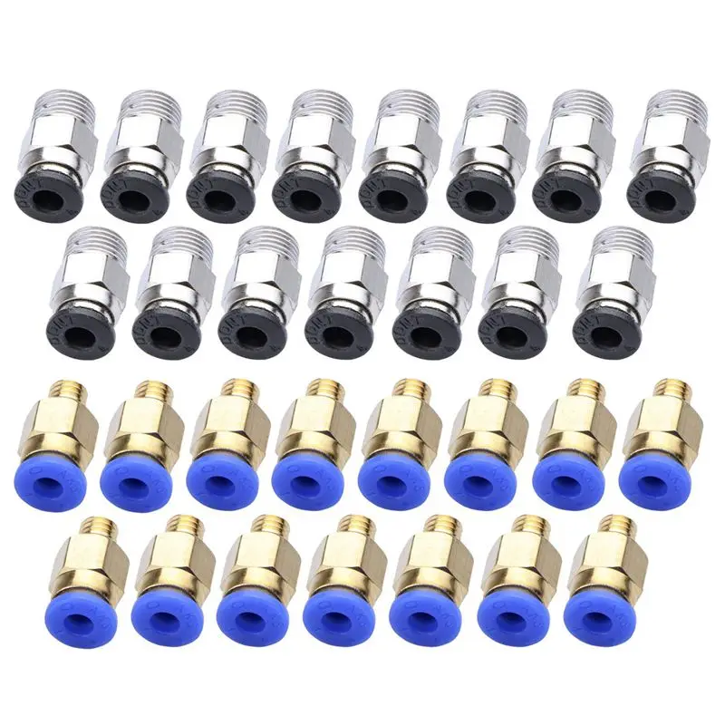 

Pc4-M10 Straight Pneumatic Fitting Push To Connect + Pc4-M6 Quick In Fitting For 3D Printer Bowden Extruder (Pack Of 30Pcs)