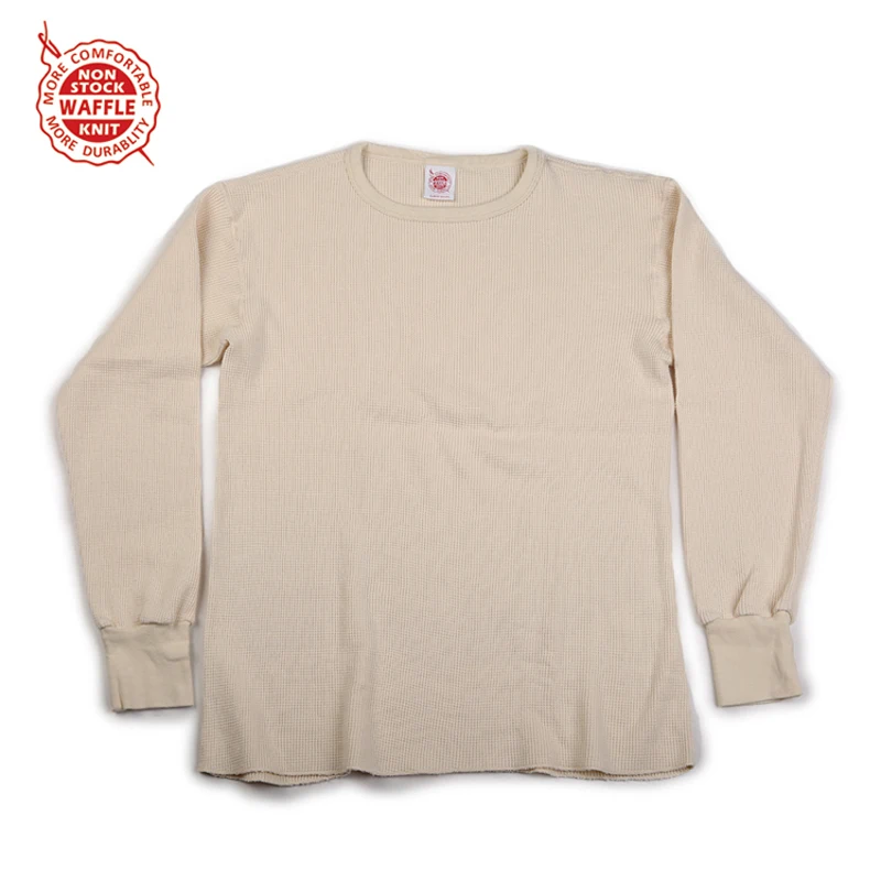 

NON STOCK Waffle Pattern Knit Tee Heavyweight Mens Long Sleeve T-Shirts Slim Fit