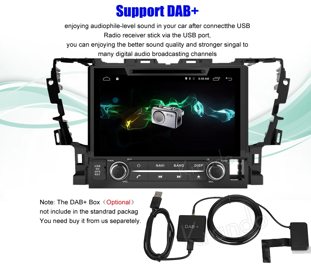Best Krando 9" Android 8.0 car navigation multimedia system for TOYOTA ALPHARD 2015+ audio radio gps dvd player WIFI 3G DAB+ 11