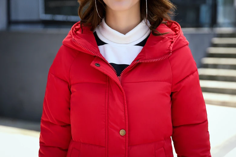 Новая однотонная зимняя куртка, Женское пальто с капюшоном, хлопковые стеганые парки, длинная теплая верхняя одежда для девочек, женский пуховик, M-3XL