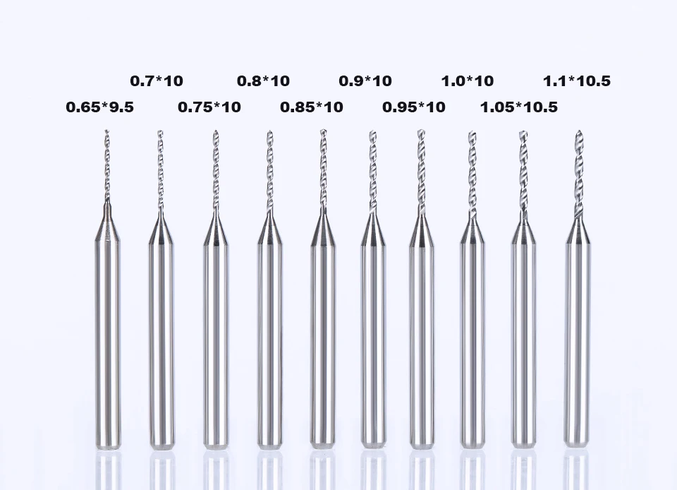HUHAO 10 шт. SHK 3,175 мм импортные PCB карбидные сверла мини ЧПУ набор сверл печатная плата Деревообрабатывающие инструменты 0,2-1,1 мм