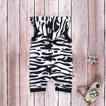 

Baby Boy Summer Zebra Stripes Hooded Sleeveless Jumpsuit with Zip NSV775