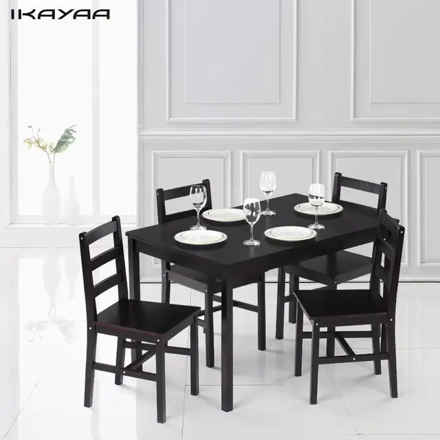 IKayaa Moderna 5 UNIDS Conjunto Mesa De Comedor De Madera De Pino ... IKayaa Moderna 5 UNIDS Conjunto Mesa De Comedor De Madera De Pino ...