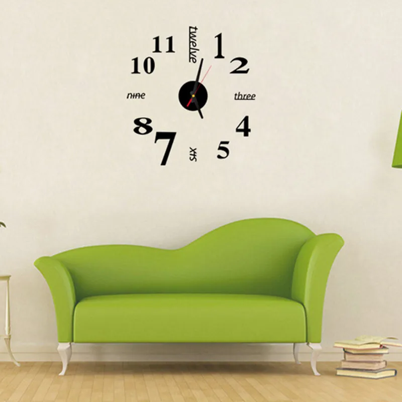 DIY стикер на стену часы 3D большие зеркальные часы Наклейка на стену s новое украшение для дома современный дизайн настенные часы Наклейка на стену - Цвет: black small clock