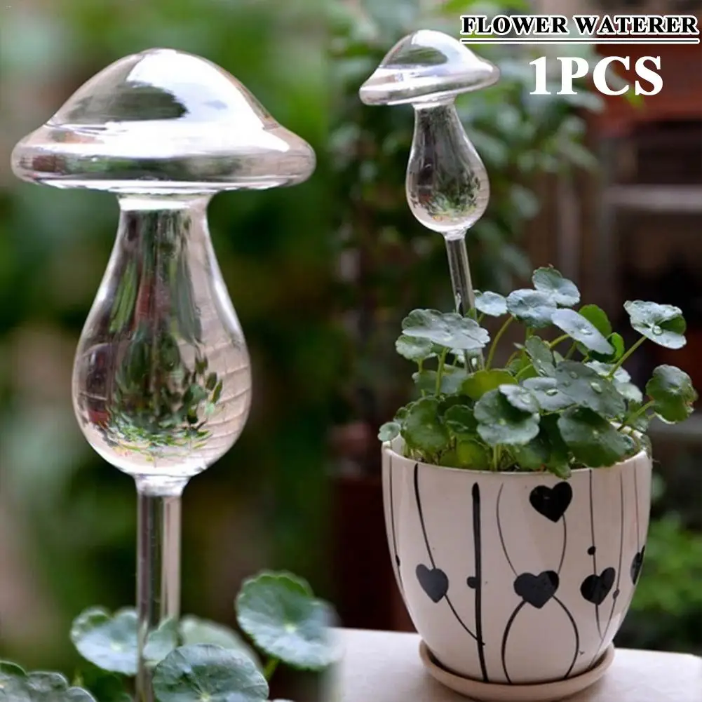 

Glass Watering Device Self-motion Watering Can Transparent Cute Indoor Home Spike Mushroom Automatic Pouring Spray bottle