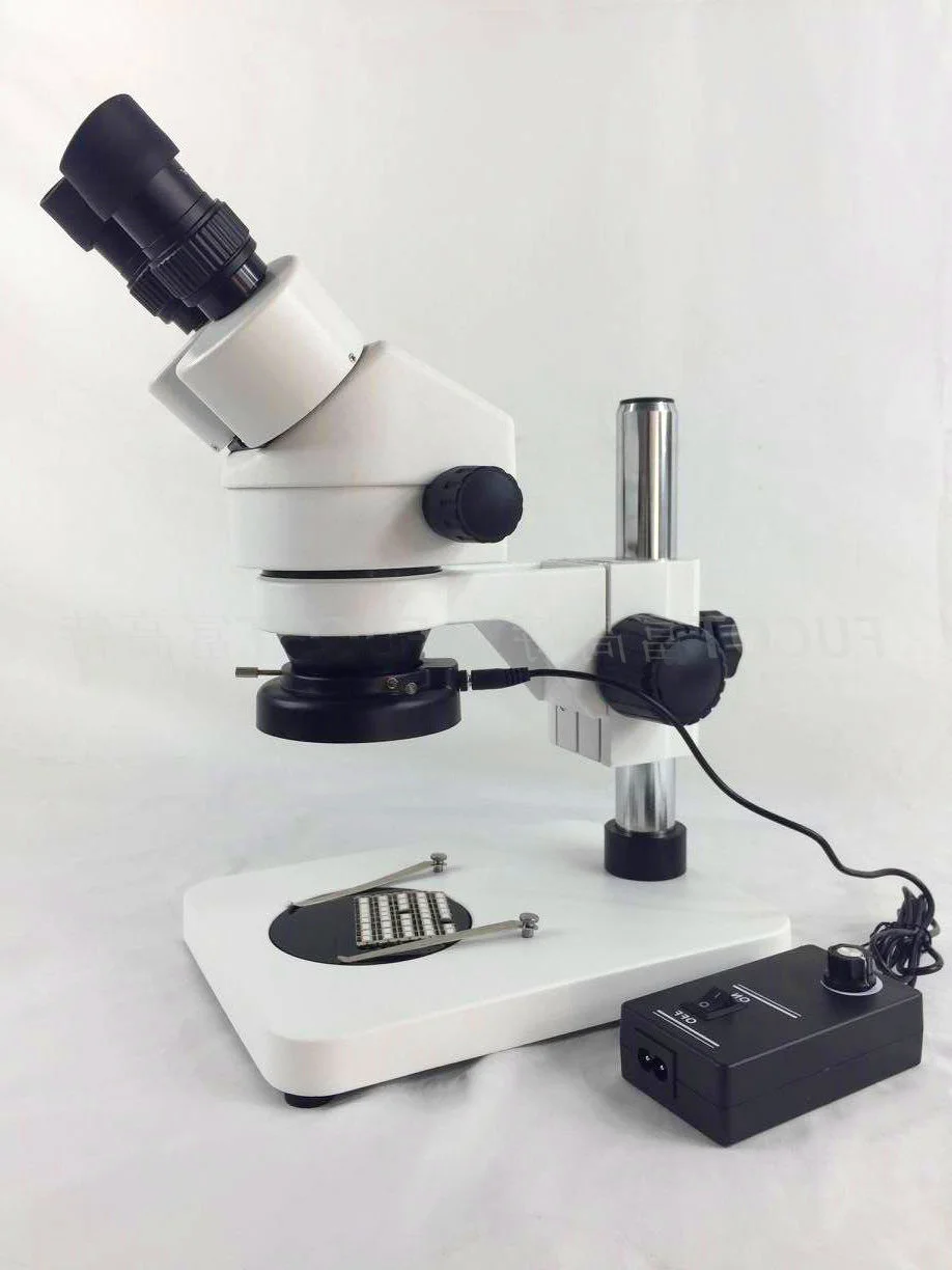 Dissection Microscope 7X 45X Zoom With LED Ring Light Binocular Lens