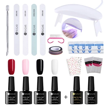 

UR SUGAR Full Set With 6W UV LED Lamp Nail Kit Nail Art Tools 4/8pcs 7.5ml UV Gel Nail Polish Varnish kits