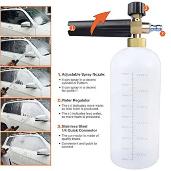 

HOT 1L Car Wash Pressure Washer Jet Wash Quick Release Adjustable Snow Foam Lance Foam Cannon tools