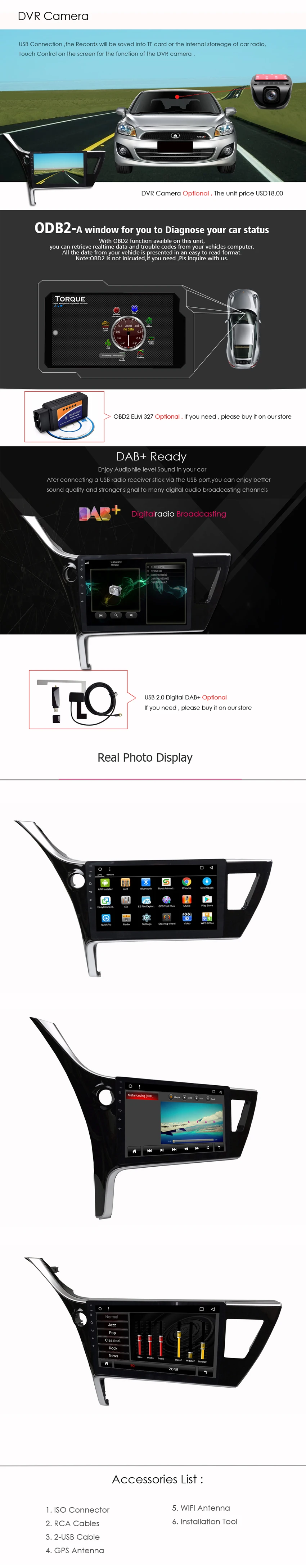 Top Android 8.0 RAM 2G RAM 32G for toyota corolla  car dvd radio gps navigation system multimedia stereo head unit touch screen 2017 2