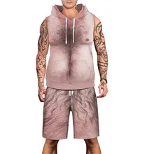 Сексуальные мужские спортивные костюмы с объемным принтом на груди, короткие спортивные костюмы в стиле хип-хоп, свободные удобные спортивные топы