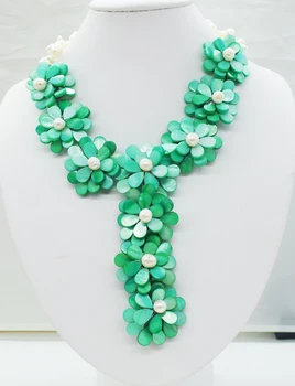 

free shipping!!! W-282# Fashion shell Beads Handmade Flower Jewelry Necklace For Wedding Party