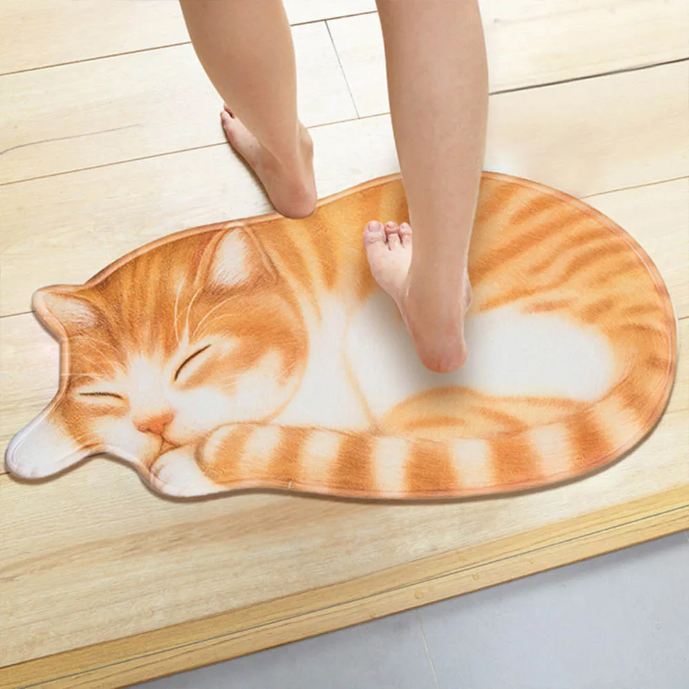 3D Cute Cat Floor Rug Irregular Doormat for Entrance Mats Animal Printed Carpets Anti-slip Floor Mat Kitchen Bath Mat Carpets 3D Cute Cat Floor Rug Irregular Doormat for Entrance Mats Animal Printed Carpets Anti-slip Floor Mat Kitchen Bath Mat Carpets