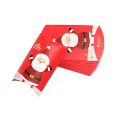 5 шт./упак. Рождественская Подарочная коробка зеленая Подушка Форма счастливая коробка с рождественскими конфетами сумка Красный цвет бумажная коробка для печенья Рождественский подарок сумка