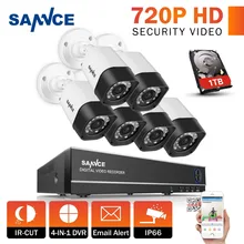 SANNCE 8CH 720P CCTV System 1080P HDMI Output DVR Kit 6pcs 1280tvl 1.0MP Surveillance Security Cameras 1TB HDD