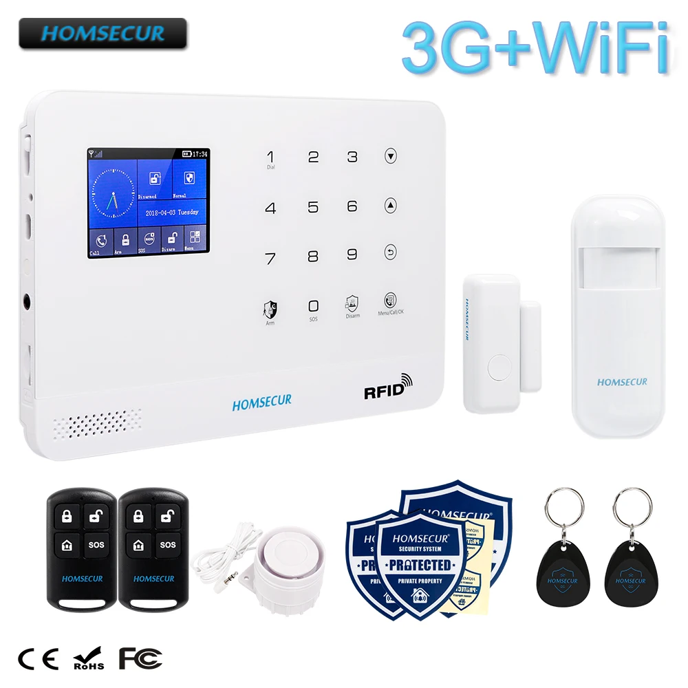 HOMSECUR LA02-3G LCD 3G/GSM WIFI SMS Autodial Smart Home Security Alarm System Kit Infrared Motion Sensor Door Sensor HOMSECUR LA02-3G LCD 3G/GSM WIFI SMS Autodial Smart Home Security Alarm System Kit Infrared Motion Sensor Door Sensor