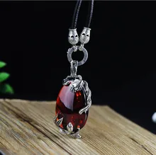 Nueva S925 plata estilo étnico vid de la flor de las mujeres modelos de mosaico granate calcedonia colgante