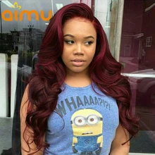 13*3 99J бордовые парики из натуральных волос на кружеве для черных женщин винно-красный предварительно сорванный бразильский Волнистый парик с волосами младенца 150 плотность