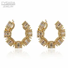 FYSARA, женские серьги, u-образная форма, уникальная мода, кубический цирконий, золото, шарм, буква C, серьги-гвоздики, ювелирные изделия, вечерние ювелирные изделия