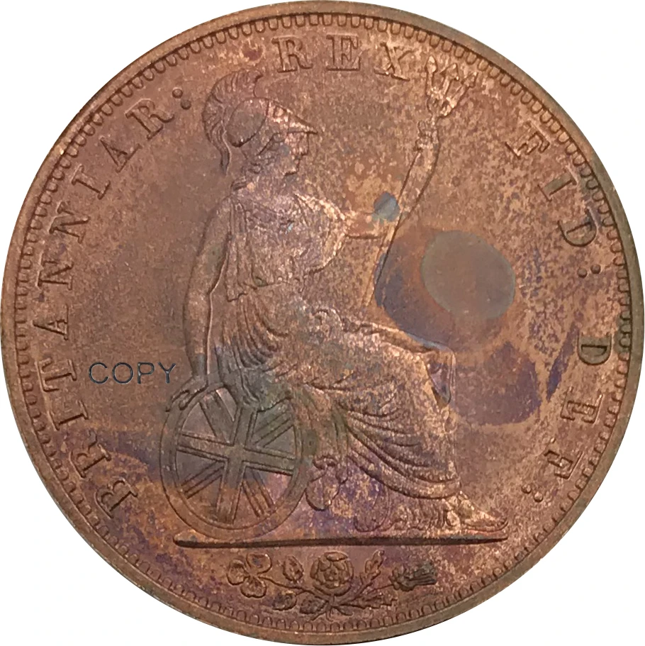 Коллекционная монета из красной меди 1831 Великобритания 1/2|Безвалютные монеты| |
