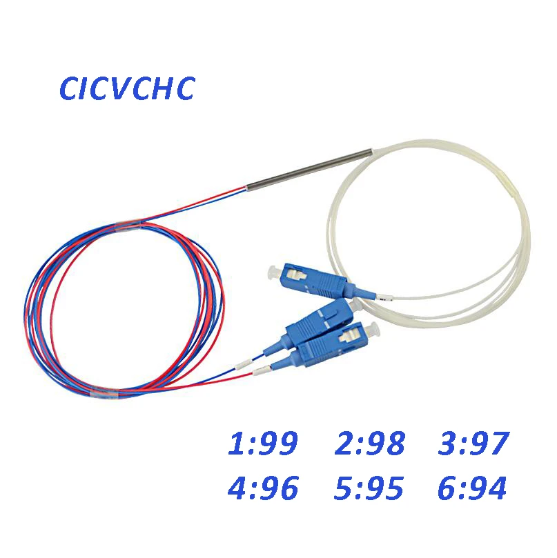 2 шт. мини FBT 1x2 муфта 1: 99 2: 98 3: 97 4: 96 5: 95 или 6: 94 соотношение 1310/1550 нм SC/UPC 0 5 м/волоконно