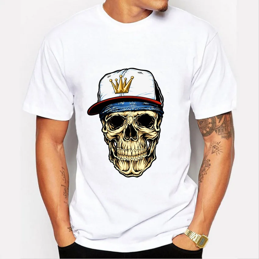 New 2017 Classic Skull Design T-shirt Men Short Sleeve Casual Tops O-neck Tee Shirt For Male | Мужская одежда