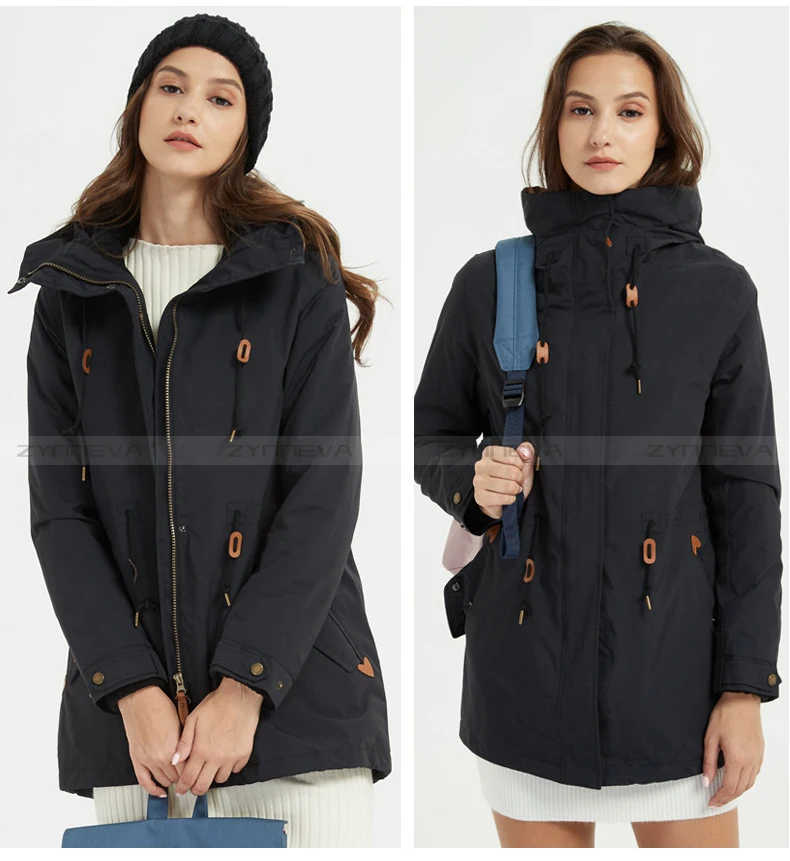 ZYNNEVA, осенне-зимнее пальто для женщин, 3 в 1, горный кемпинг, походный костюм, лыжные ветрозащитные куртки, теплая водонепроницаемая одежда GK1209