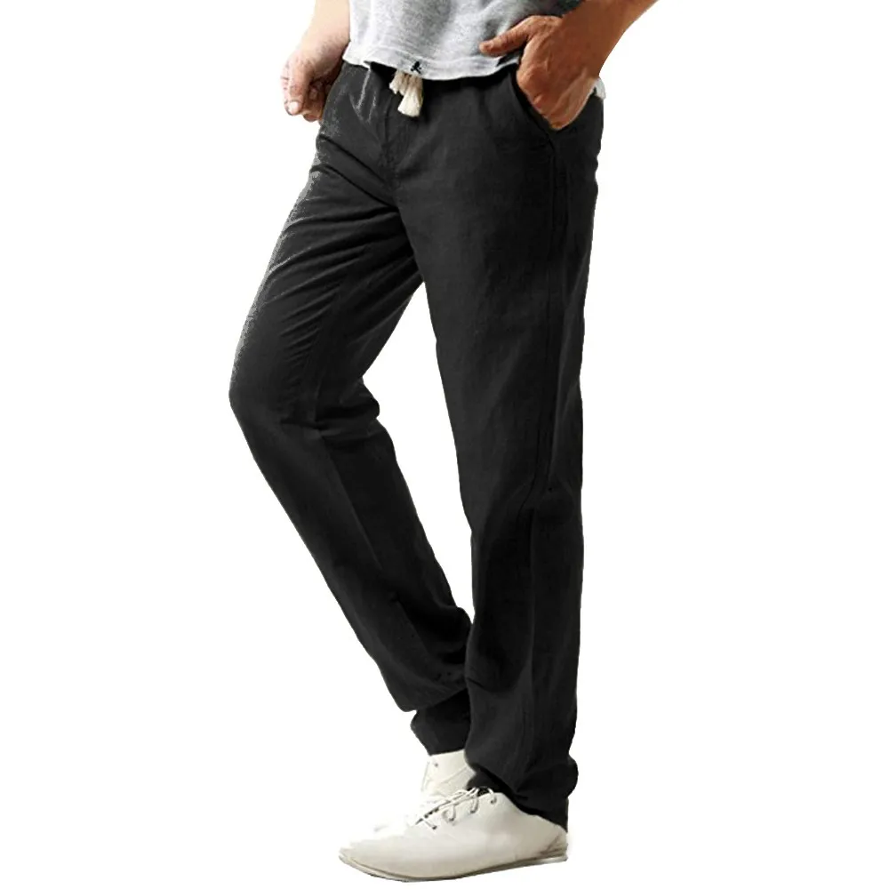 Весенне-летние повседневные брюки, мужские облегающие брюки-чиносы, модные брюки, облегающие брюки из льна Strandhosen, одноцветные брюки, 4,18