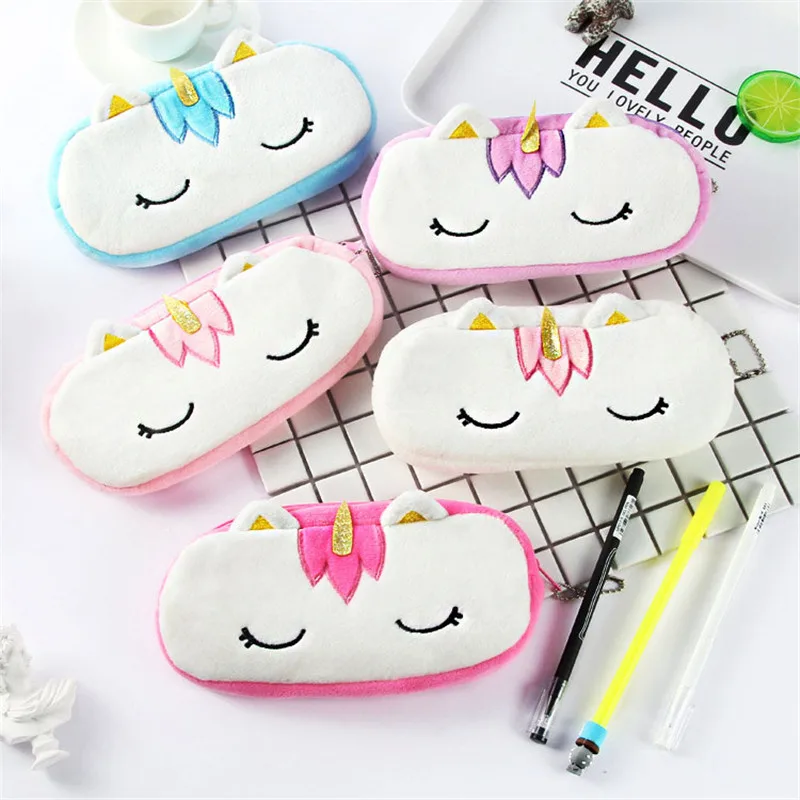 1 шт. Kawaii плюшевый набитый Единорог пенал сумка многофункциональные школьные