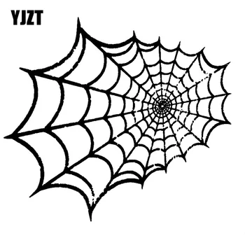 

YJZT 20*17.8CM Cartoon Personality SPIDER WEB Vinyl Decal Car Sticker Black/Silver Accessories S8-1328