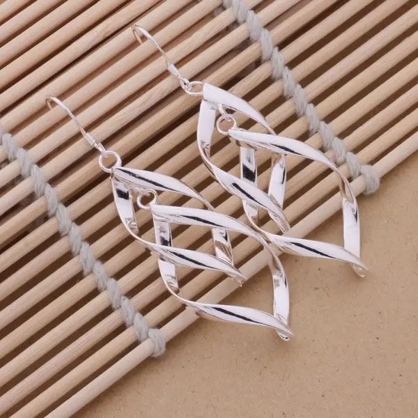 

Silver plated earrings,silver fashion jewelry earrings double rhombic /bktakcaa cxfaloma AE268