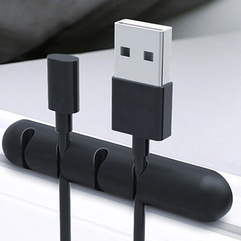 2pcs 4 Clips Cable Organizer Silicone USB Cable Winder Flexible Cable Management Clips Cable Holder For Mouse Headphone Earphone