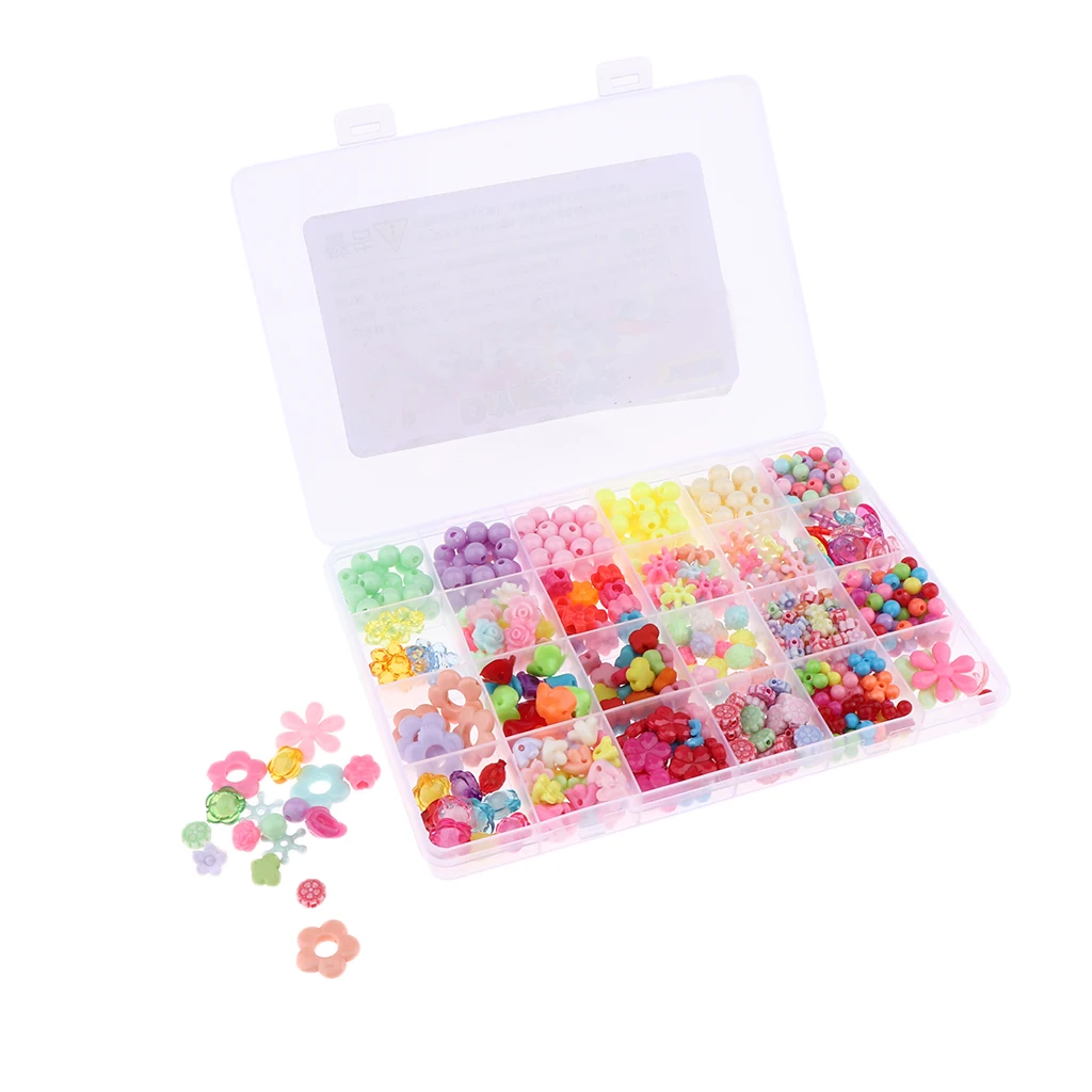 8 Styles Colorful Acrylic Beads Set with Box Toy for Jewelry Making DIY Bracelets Necklaces Educational Toys