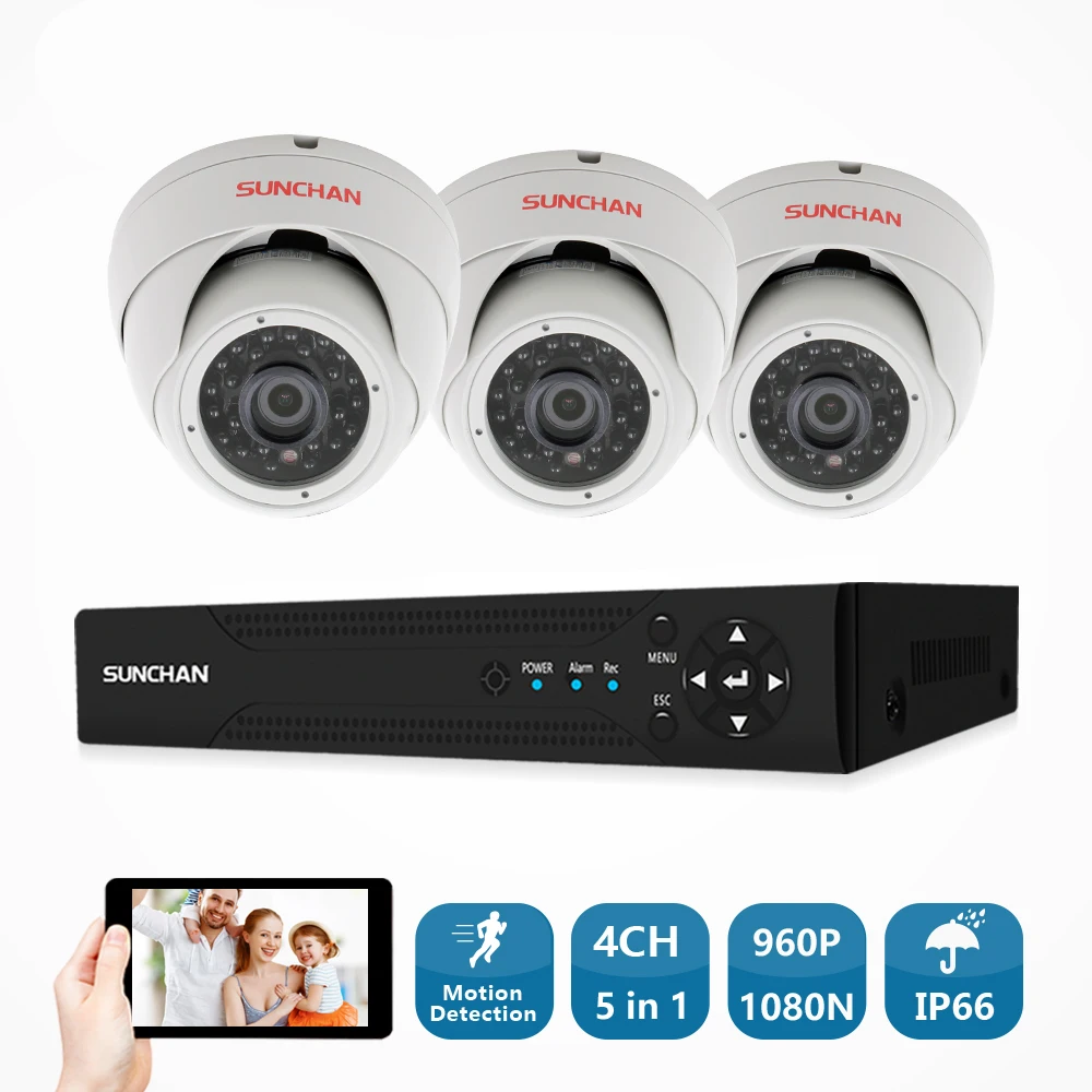 

SUNCHAN 4CH CCTV System 1080N HDMI AHD CCTV DVR 2PCS 960P 1.3MP IR Outdoor Indoor Security Camera AHD Camera Surveillance Kit