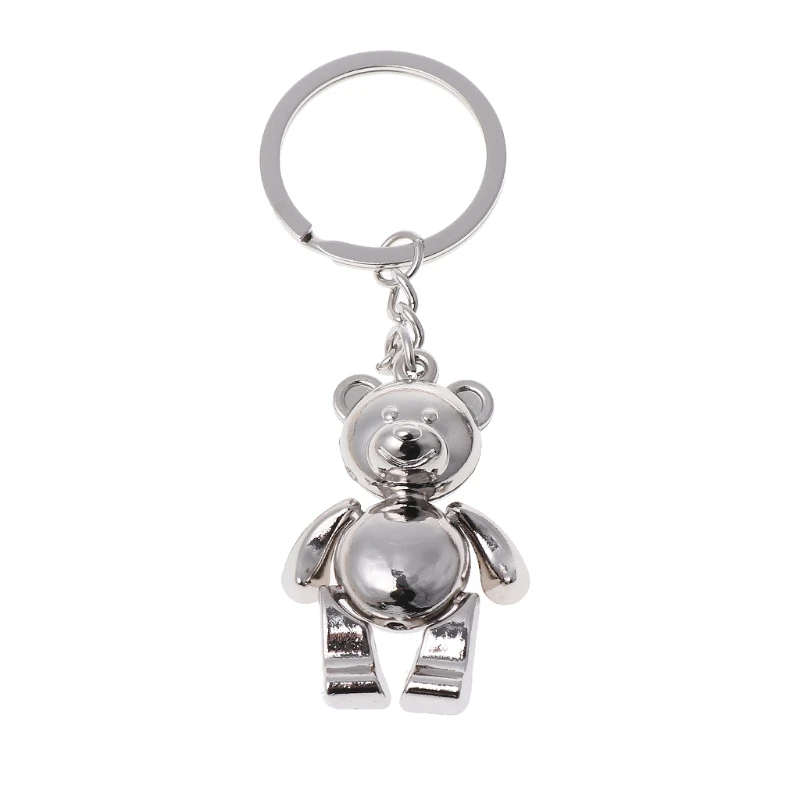 

Metal Movable Bear Keychain 3D Animal Keyring for Women Car Handbag Charm Accessory lovely zinc alloy animal teddy key chain