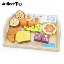 JaheerToy деревянный вырезанный имитация Фруктовый Хлеб набор игрушечной посуды игрушка для завтрака для детей игровой дом родитель-ребенок Взаимодействие