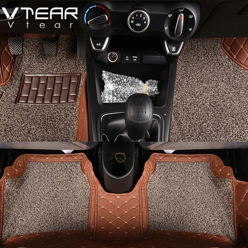 

Vtear for Kia Rio 4 door Floor Mats interior leather pad waterproof rugs non-slip carpets car-styling Accessories part 2017-2018