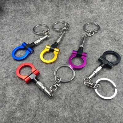 

Aluminum alloy Creative Trailer Towing Hook Keychain Keyring Auto Part Model Key Chain Ring Racing Accessories