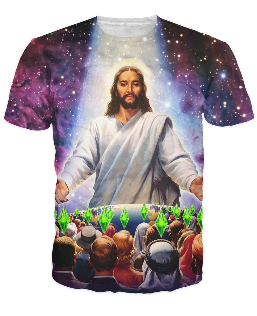 

Women Men 3D Tshirt Hip Hop O-Neck Tee Shirts Summer Style T Shirt Jesus Died For Your Sims T-Shirt Galaxy Nebula Tops Tee R2833