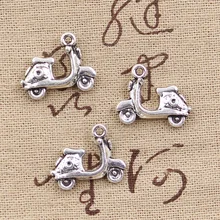 12 pçs encantos motocicleta scooter autocycle 15x19mm antigo prata cor pingentes fazendo diy artesanal tibetano prata cor jóias
