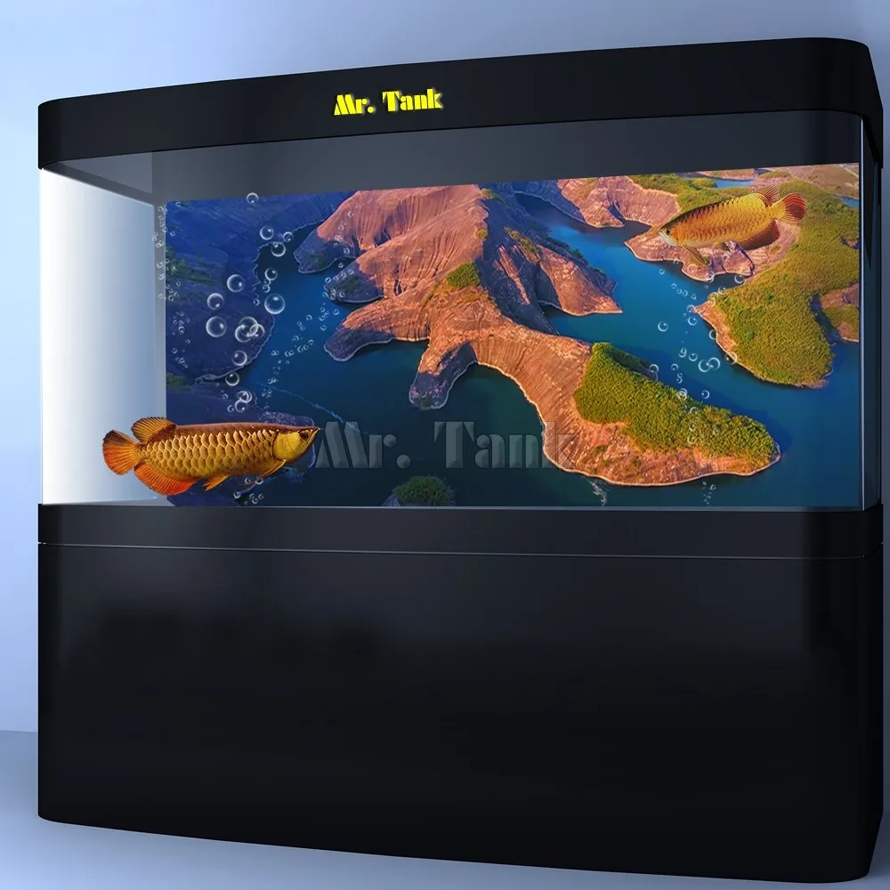 

New Mr.Tank Aquarium Background Poster Mountain River View PVC Self-adhesive Reptile Fish Tank Backdrop Landscape Decorations