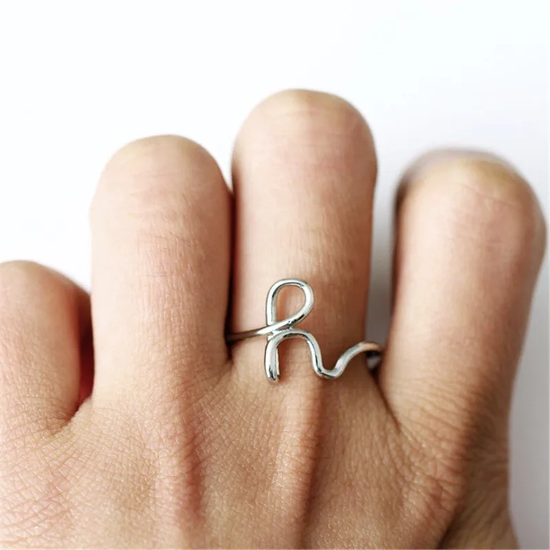 

Silver Plated Rings For Women Fashion Alphabet Ring For Women Couple Finger Rings For Lovers Women Golden-color Ring Jewelries
