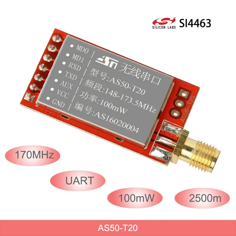 170 мГц SI4463 Беспроводной модули 100 МВт 2500 метра Беспроводной последовательный Связь Модуль UART модуль, WOR