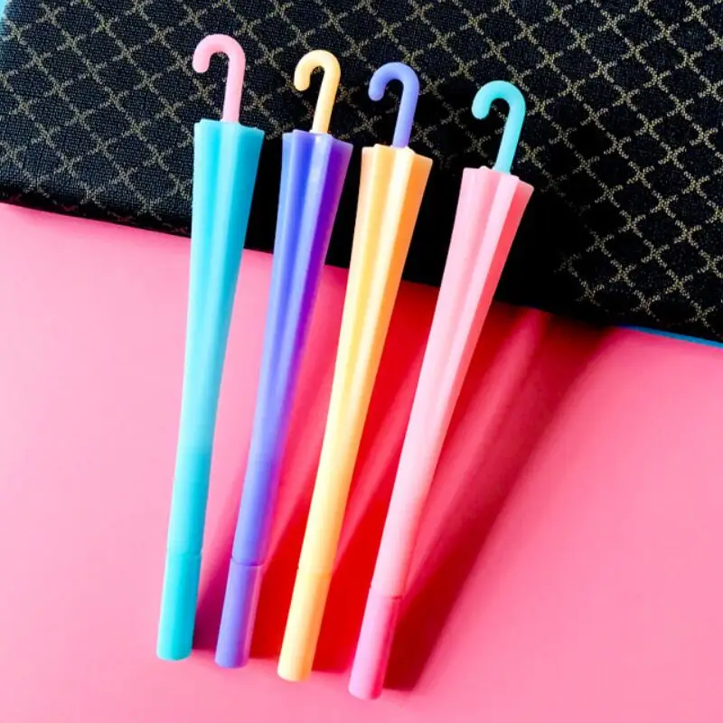 

48 pcs/lot Umbrella Gel Pen Cute 0.5 mm black ink Signature Pen School writing Supplies Promotional Gift