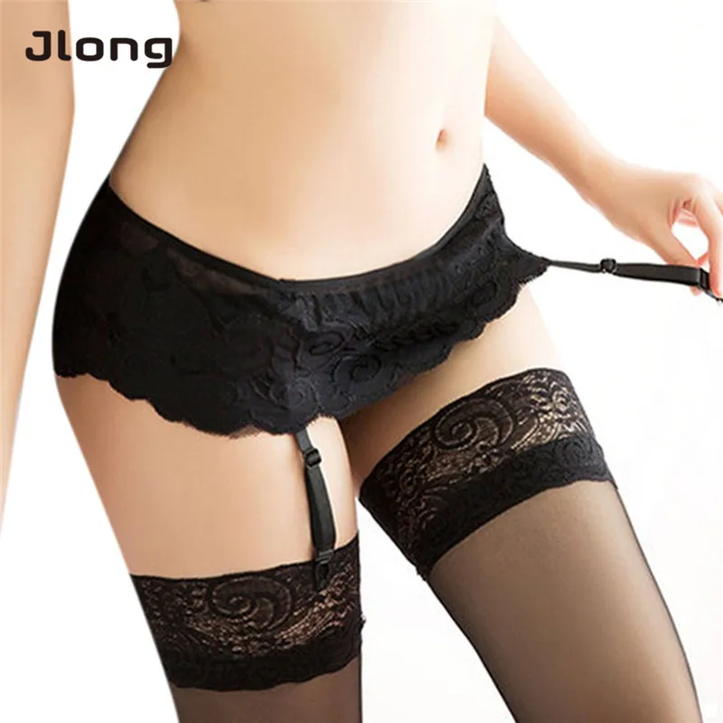 

Hot Fashion Women Lace G-String Panties Thongs Suspender Garter Belt Hold With Stocking Dual Layer Sexy Lingerie