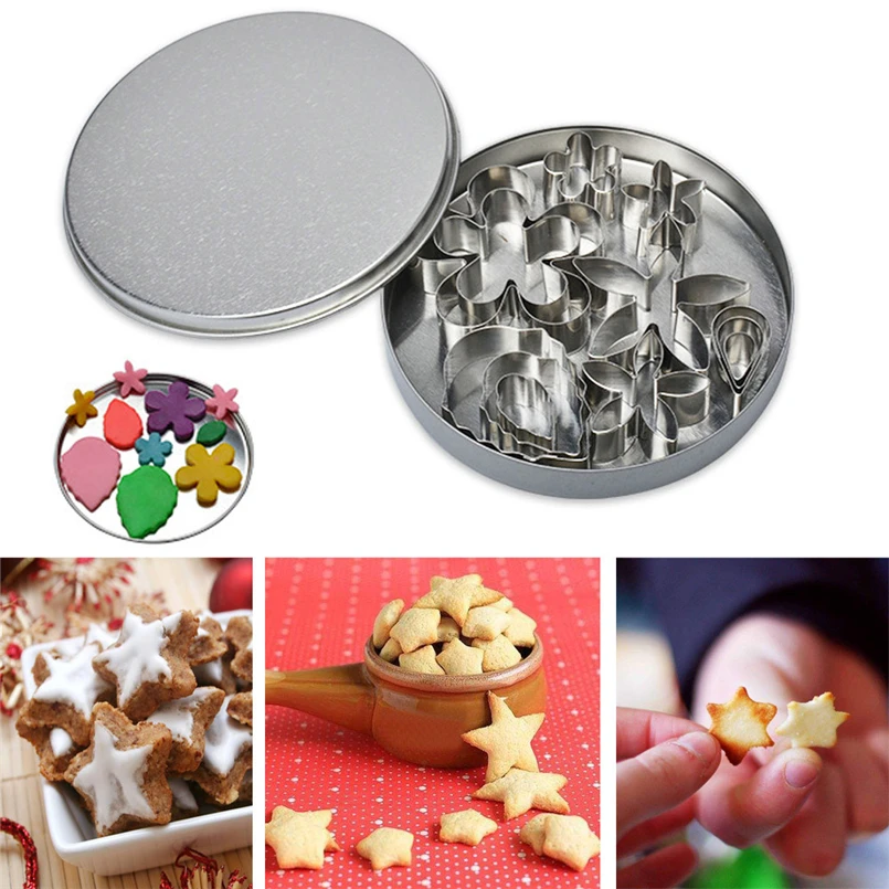  12Pcs Stainless Steel Biscuit Pastry Cookie Cutter Cake Decor Baking Mould Tools   #4D21 (3)